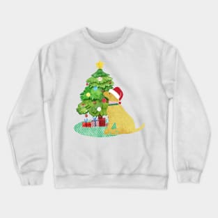 Golden Retriever Decorating Christmas Tree Crewneck Sweatshirt